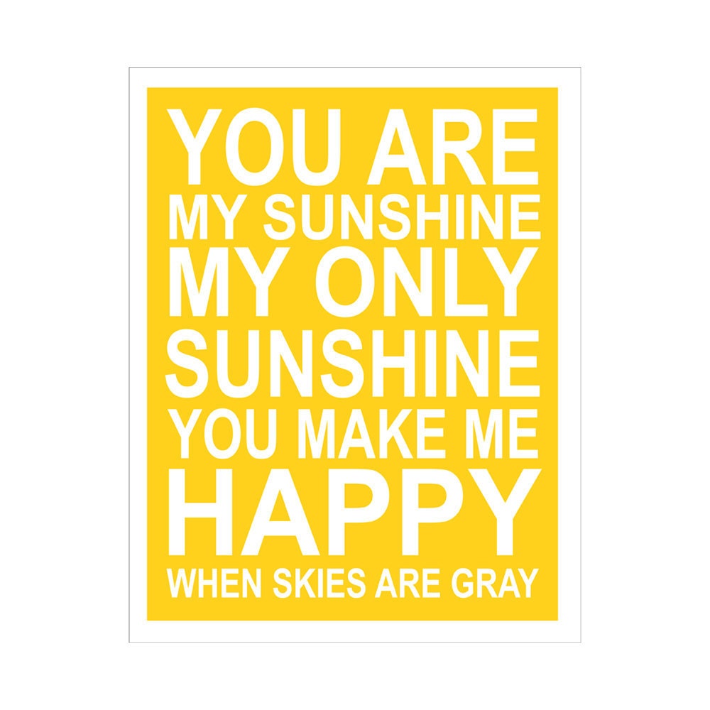 Children's Wall Art / Nursery Decor You Are My Sunshine... 11x14 inch print by Finny and Zook