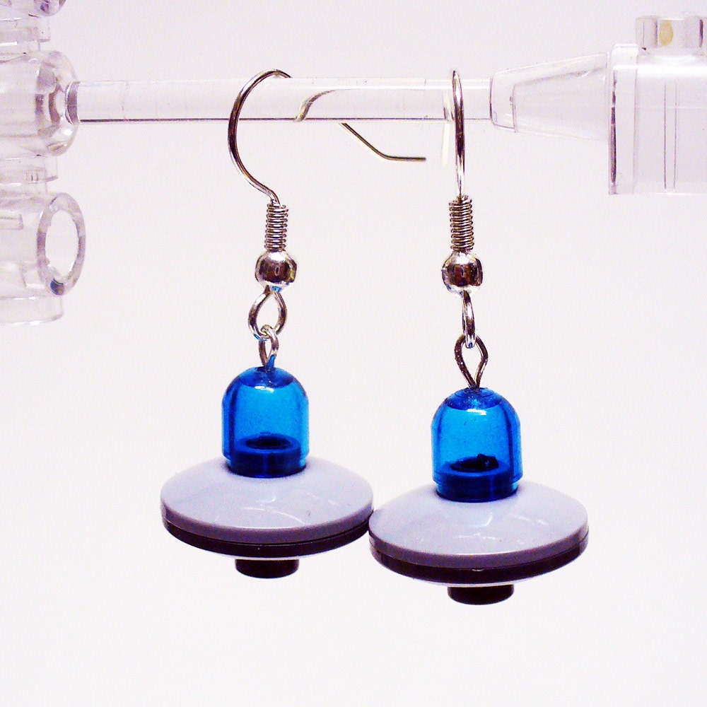 Mini Blue UFO Dangle Earrings