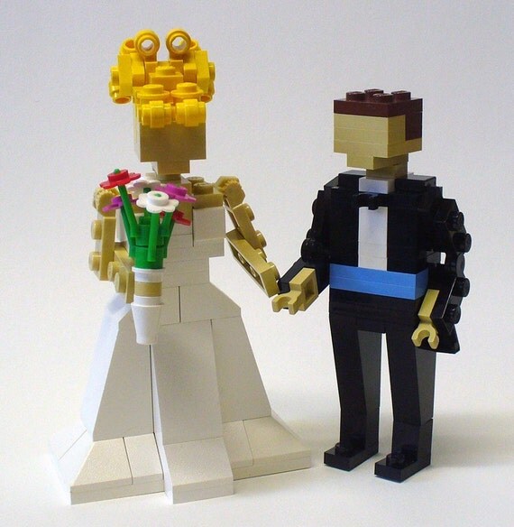 Custom made LEGO Bride and Groom Wedding Cake Topper
