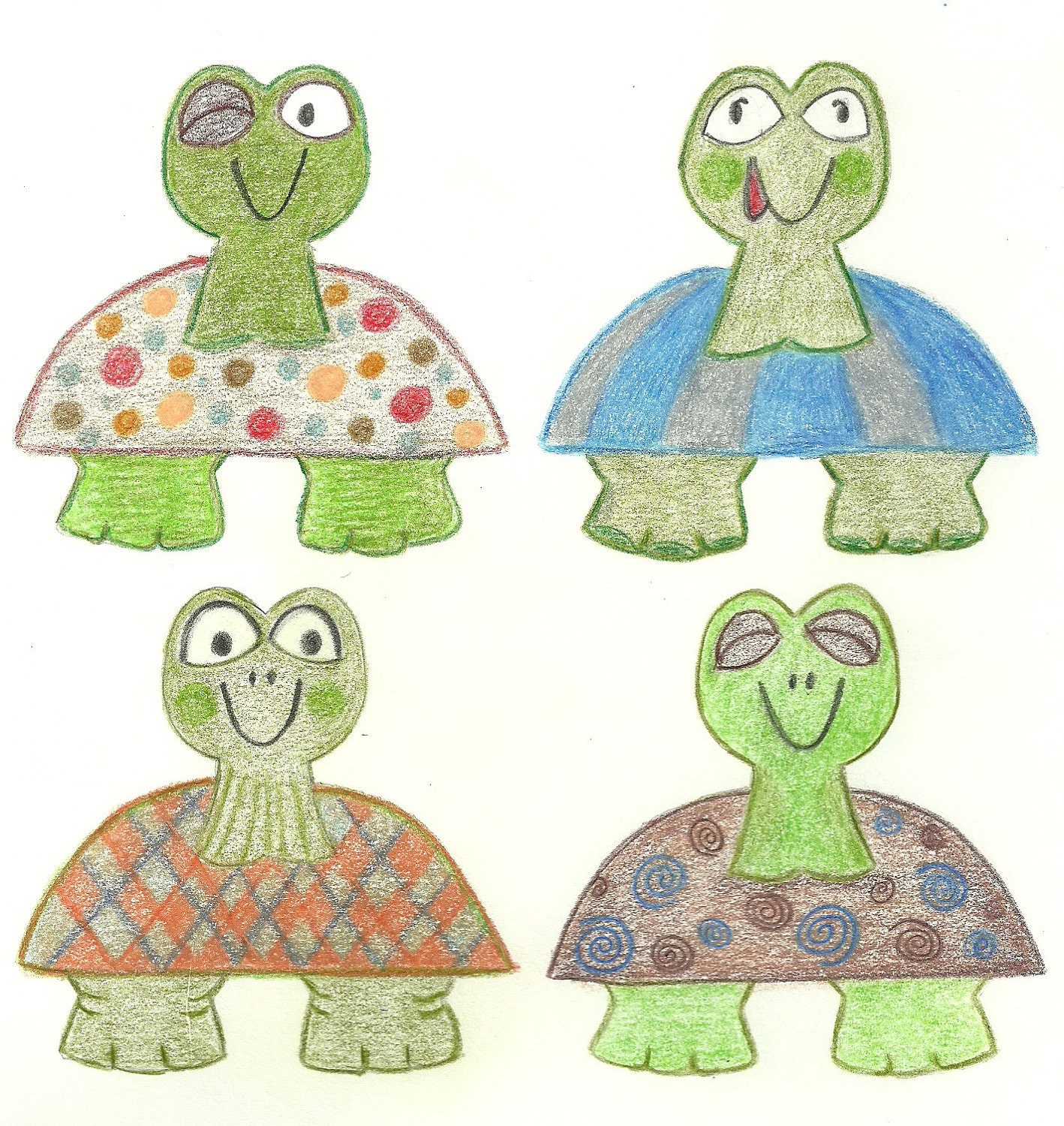 Long Neck Turtles Nursery Print Art 8 x 10