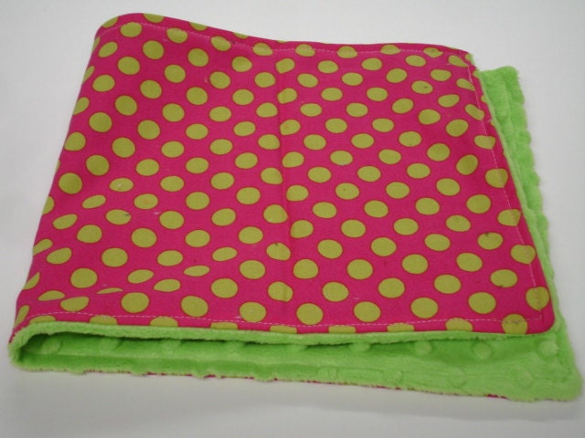 Raspberry  Dots Baby Burp Cloth with Minky