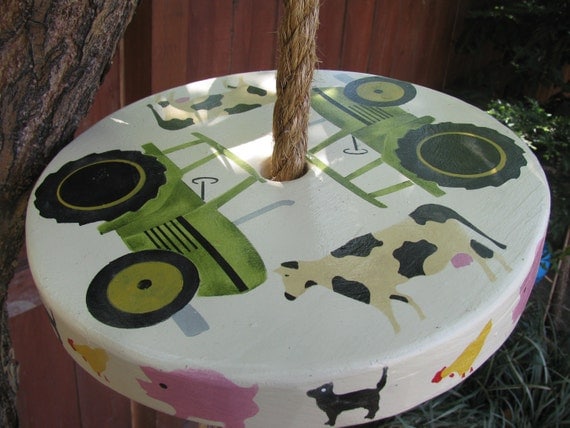 Wooden tree Swing... John Deere Tractor / Farm