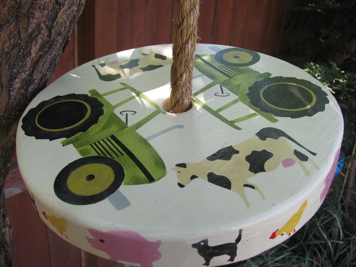 Wooden tree Swing... John Deere Tractor / Farm