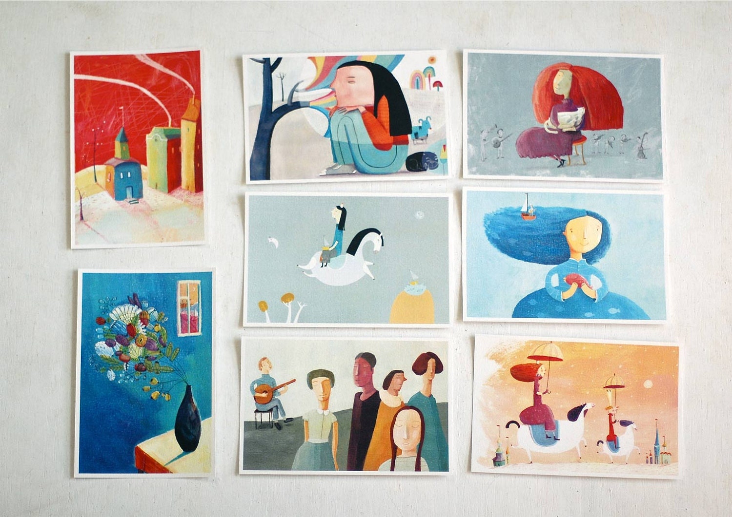8 postcards