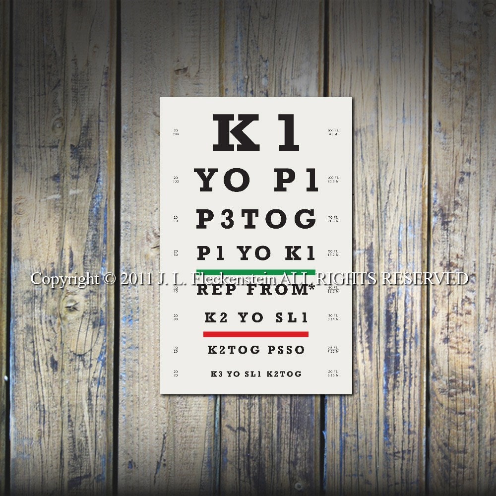 Knitters Eye Chart (TM) As Seen in Vogue Knitting and Interweave Knits 12 x 18 Inch Print Lace Stitch Pattern Design