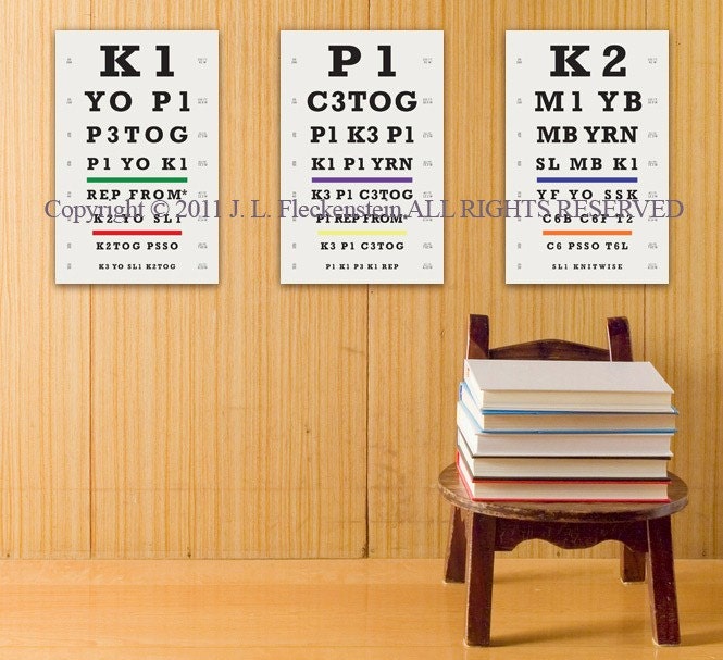 Knitters Eye Chart (TM) As Seen in Vogue Knitting and Interweave Knits 12 x 18 Inch Print Lace Stitch Pattern Design