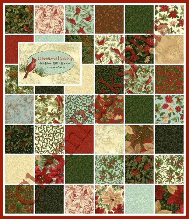 Moda Charm Pack WOODLAND HOLIDAY Quilt Fabric by charmpacks