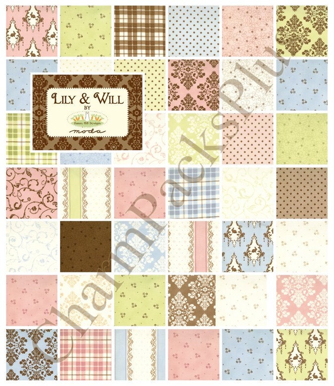 lily and will moda charm pack 5 inch quilt fabric by bunny hill designs lily and will