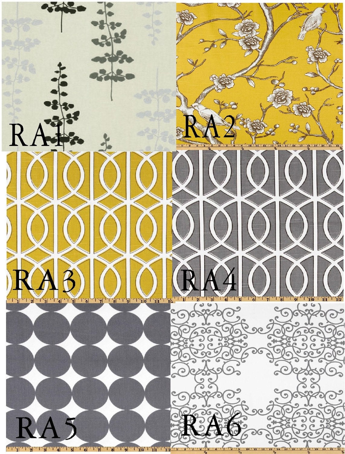Custom Yellow and Gray Botany  Drape 50in X 96in