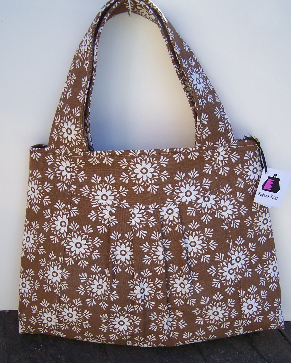 Brown Flower Handbag Tote