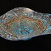 Ocean Blue Hand Blown Glass Bowl or Wall Platter With Spiral Body Wrap Home Decoration or Art Wall Hanging