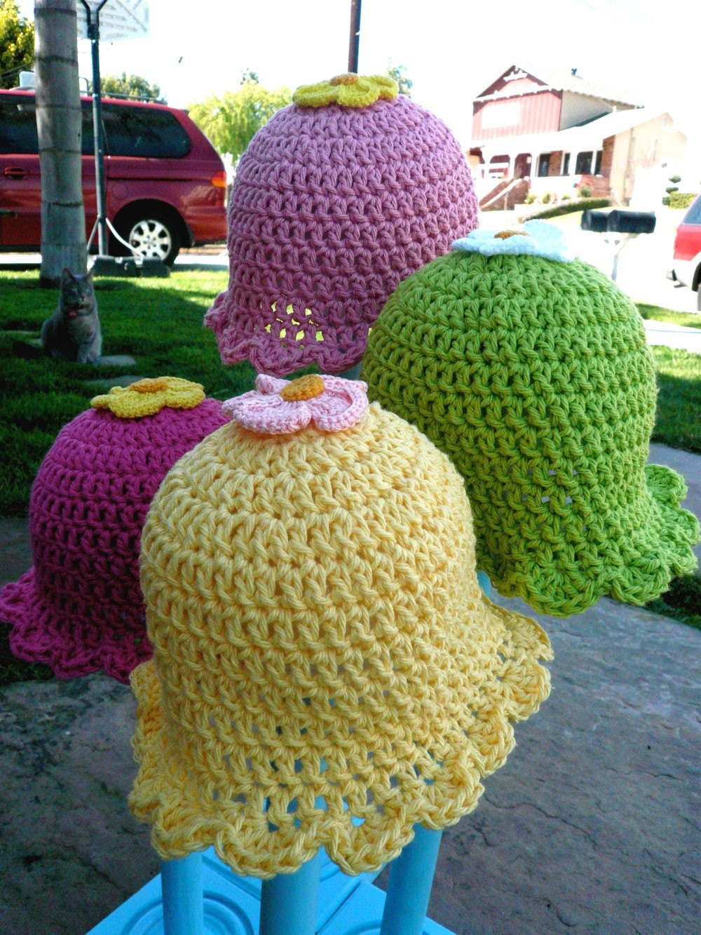 Cute Crocheted Flower Cap