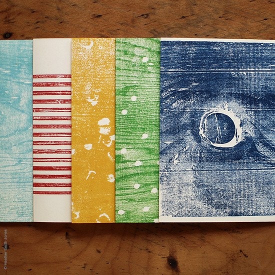 Hand printed wood block card set