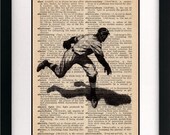 baseball player print - baseball player art print - recycled dictionary print - upcycled dictionary print - 8x10 art print