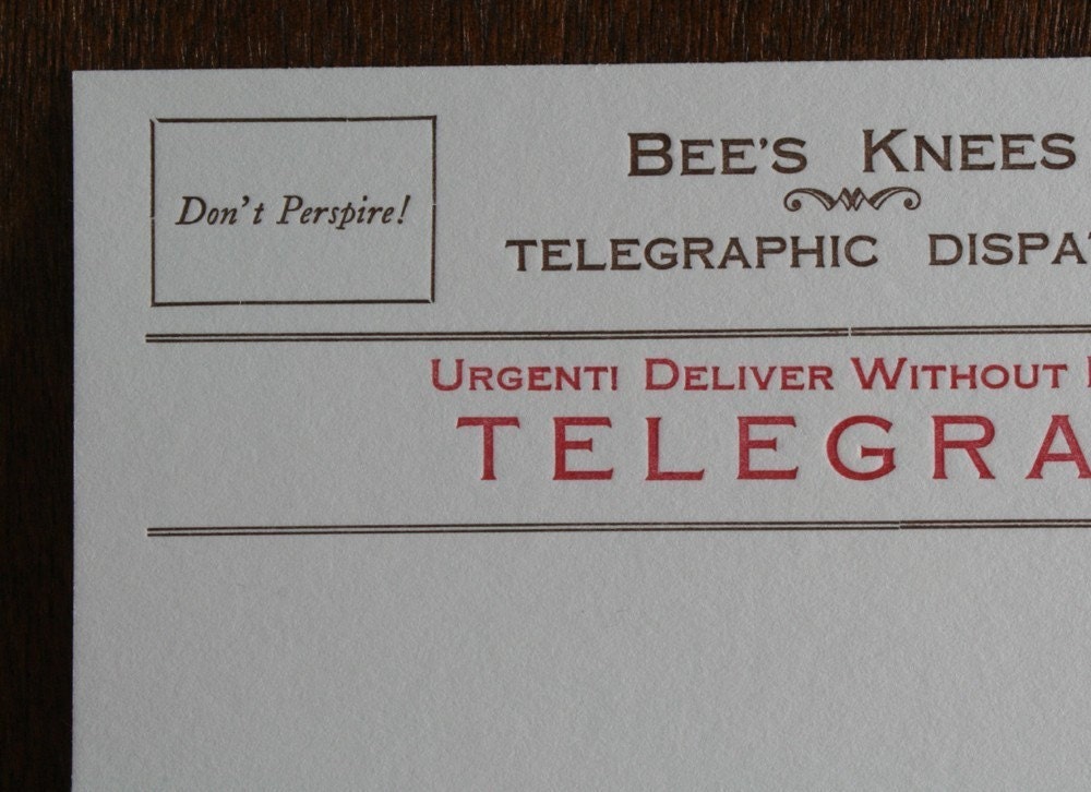 Telegram blank, letterpress printed correspondence cards (set of 10)