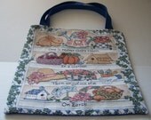 Bag or Tote Garden Theme Rabbits Blue Tapestry