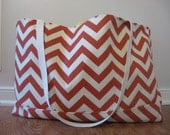 Extra Large Beach Tote, Beach Bag Chevron,  texas orange