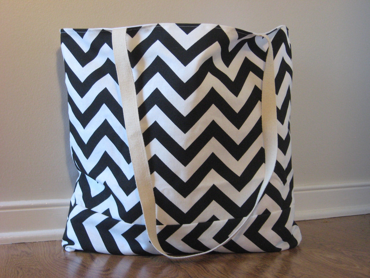 Large Beach Tote, Chevron Beach Bag, chevron tote bag black