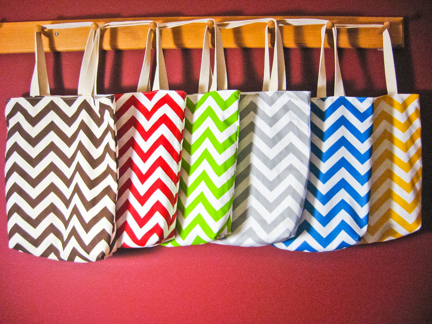 Small Beach Tote, Chevron Beach Bag, chevron tote bag chartreuse