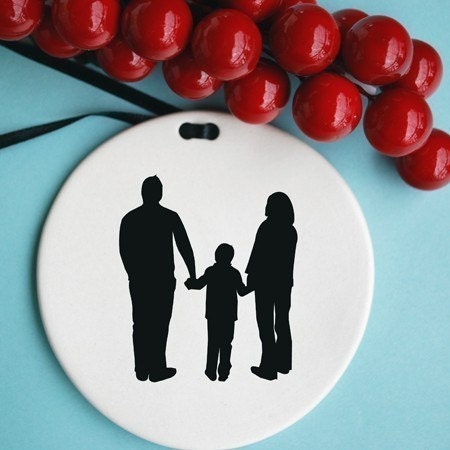 CUSTOM Family Silhouette Ornament, Gift for Parents, Grandparents Gift, Keepsake, custom silhouette by Le Papier Studio