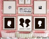 Custom Family Silhouette Art Prints - Parents, Boy, Girl Silhouettes, set of 3