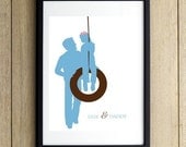 Father and Daughter on Swing Silhouette Print by Le Papier Studio 8x10