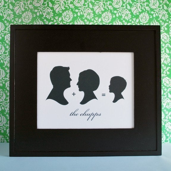 Custom Family Silhouette Print, Parents Gift, Anniversary Gift, Made from Your Pictures - Unframed