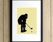 Silhouette Art Print Father and Son Playing Golf by Le Papier Studio