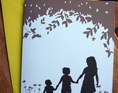 12 Custom Siblings Silhouette Folded Cards with Envelopes