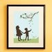 Children's Silhouette Art Print  Falling Leaves From Your Photo by Le Papier Studio
