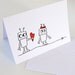 Anniversary Card. I Love You Card. Robot Boy Love. Red, Black, White. Blank Card.