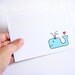 Anniversary Card. I Love You Card. Whale. Turquoise, Aqua, Red. Single Folded Card.
