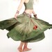 Long fluffy green skirt, dip dyed OOAK, Medium on waist Small on hips
