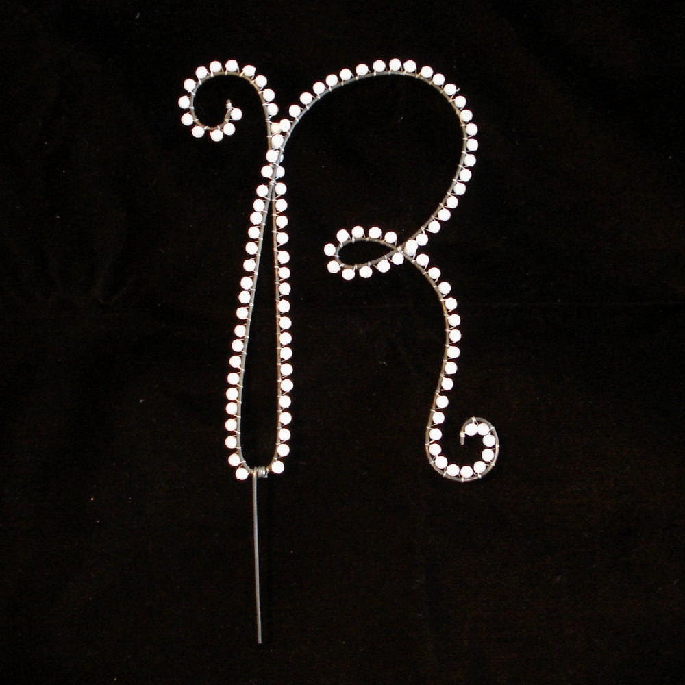 Pearl R Monogram Cake Topper (All Letters Available)