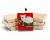 Little White Mouse Recycled Scrabble Tile Pendant