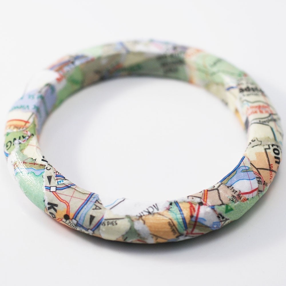Recycled California Map Eco-Friendly Bangle Bracelet - New Directions