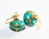 Mosaic Turquoise Magnesite 14kt Goldfilled Earrings