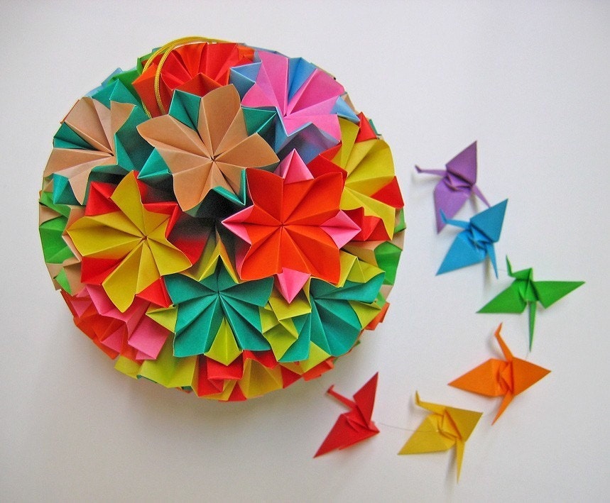 Large Colourful Kusudama Origami Ball