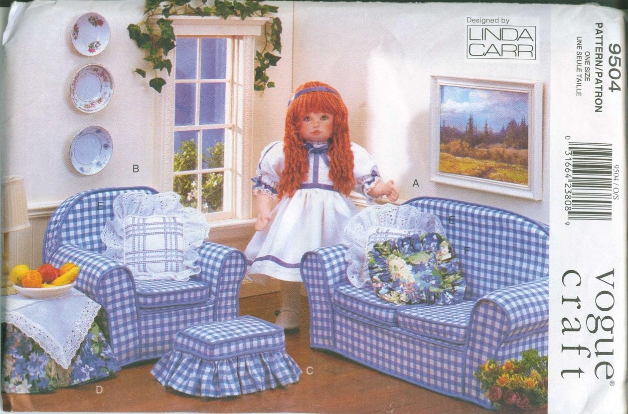 Vogue 9504 American Girl 18 Inch Doll Furniture Sewing Pattern Couch