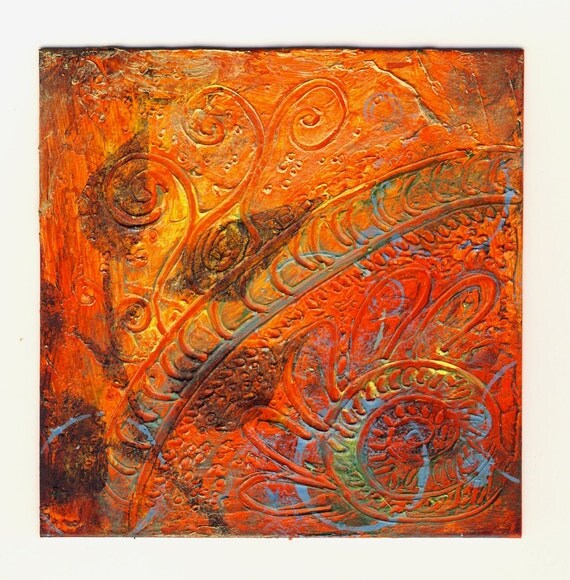 Nature II - Original Abstract Textured Painting on Recycled Mat Board