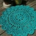Turquoise Patio Porch Cord Crochet Rug in 35" Round Pineapple Pattern READY TO SHIP