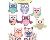 Baby Owls -- Digital Clip Art for invitation card, scrapbooking, graphic design and paper goods