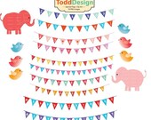 Special Banner Flags Clip Art (Set of 18)  for card making, digital scrapbooking,graphic design and paper goods