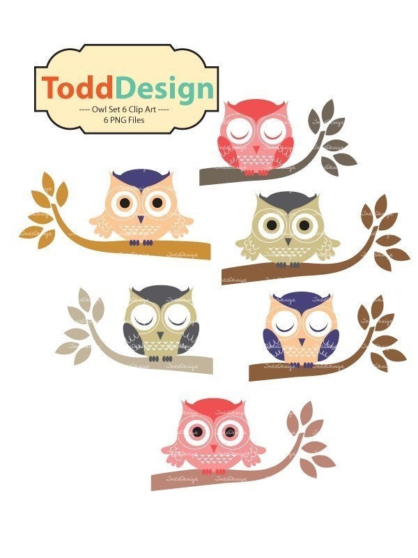 Owl Set No.4 Clip Art for card making, digital scrapbooking,graphic design and paper goods