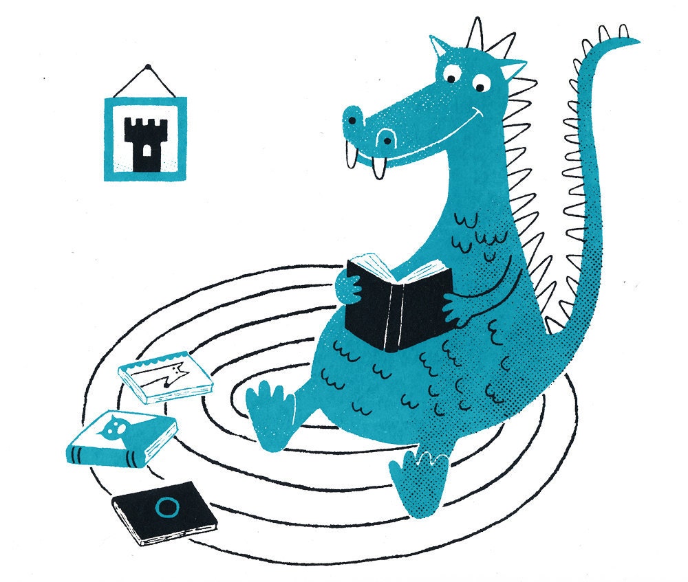 Blue Dragon Screenprint : 8x10