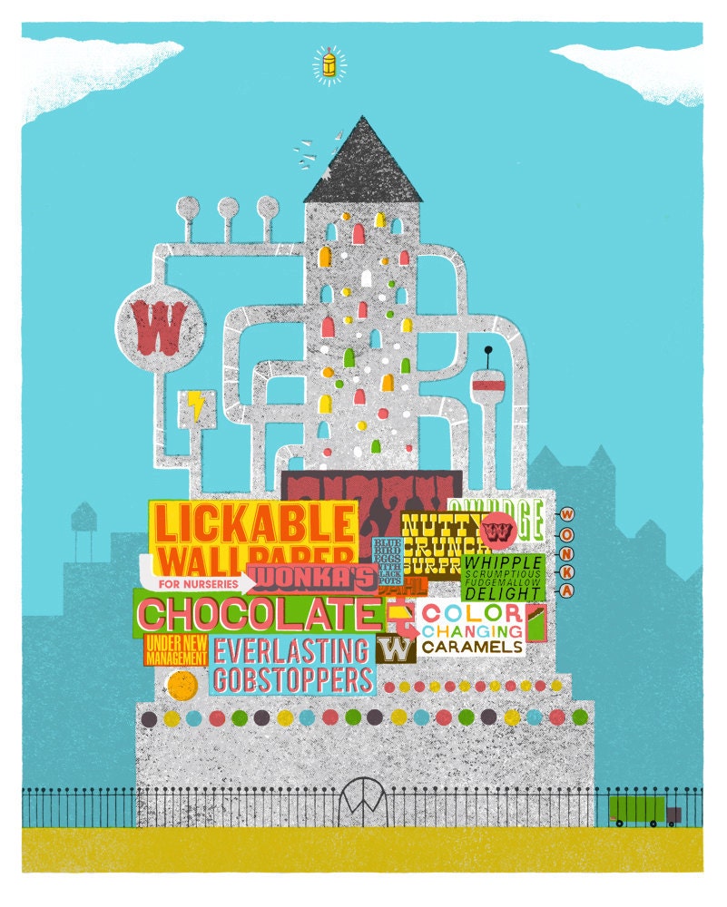The Chocolate Factory - Handprinted Silkscreen by Greg Pizzoli