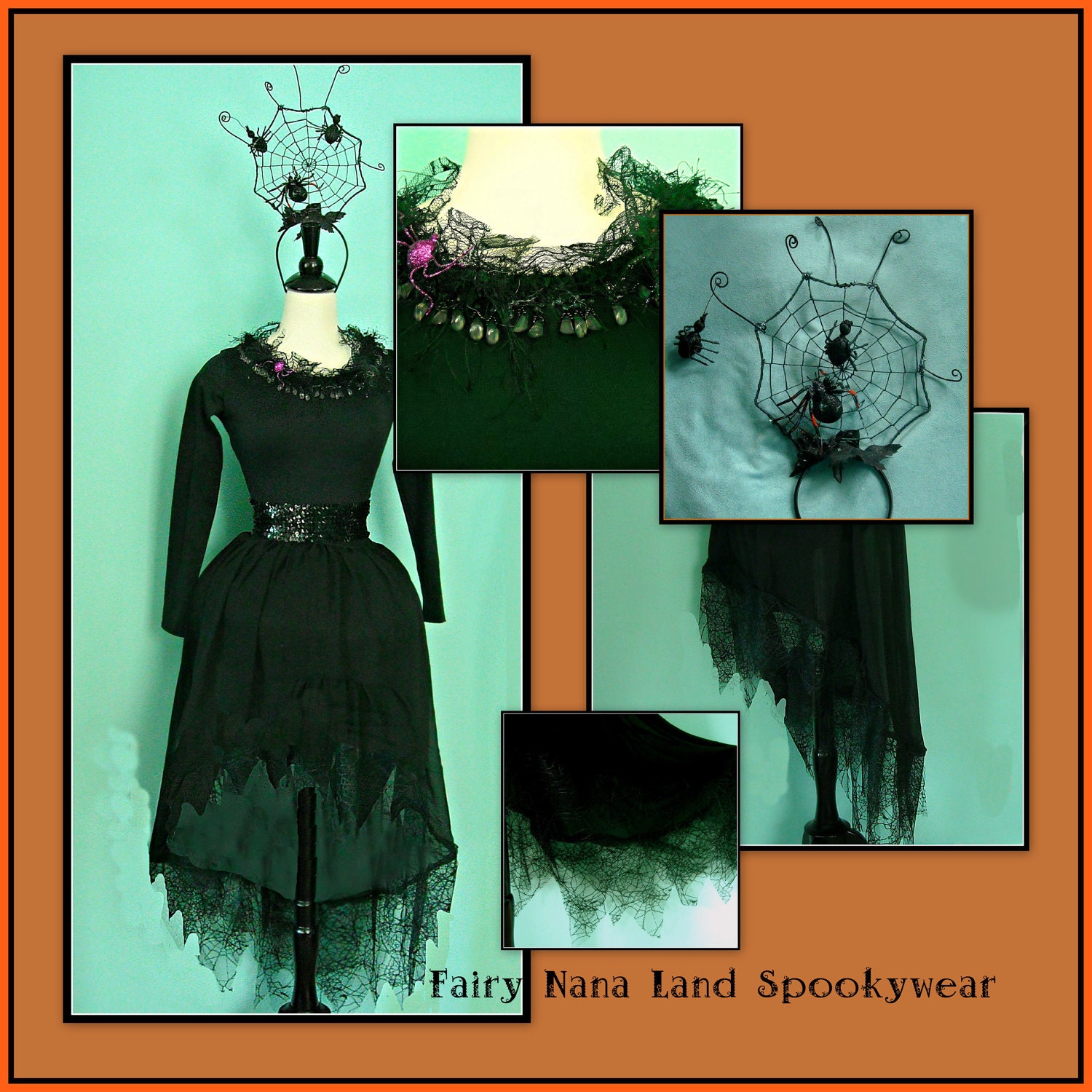 Adult/teen Halloween Costume - The Spider Queen  - Black Widow Woman -  adult size L/XL