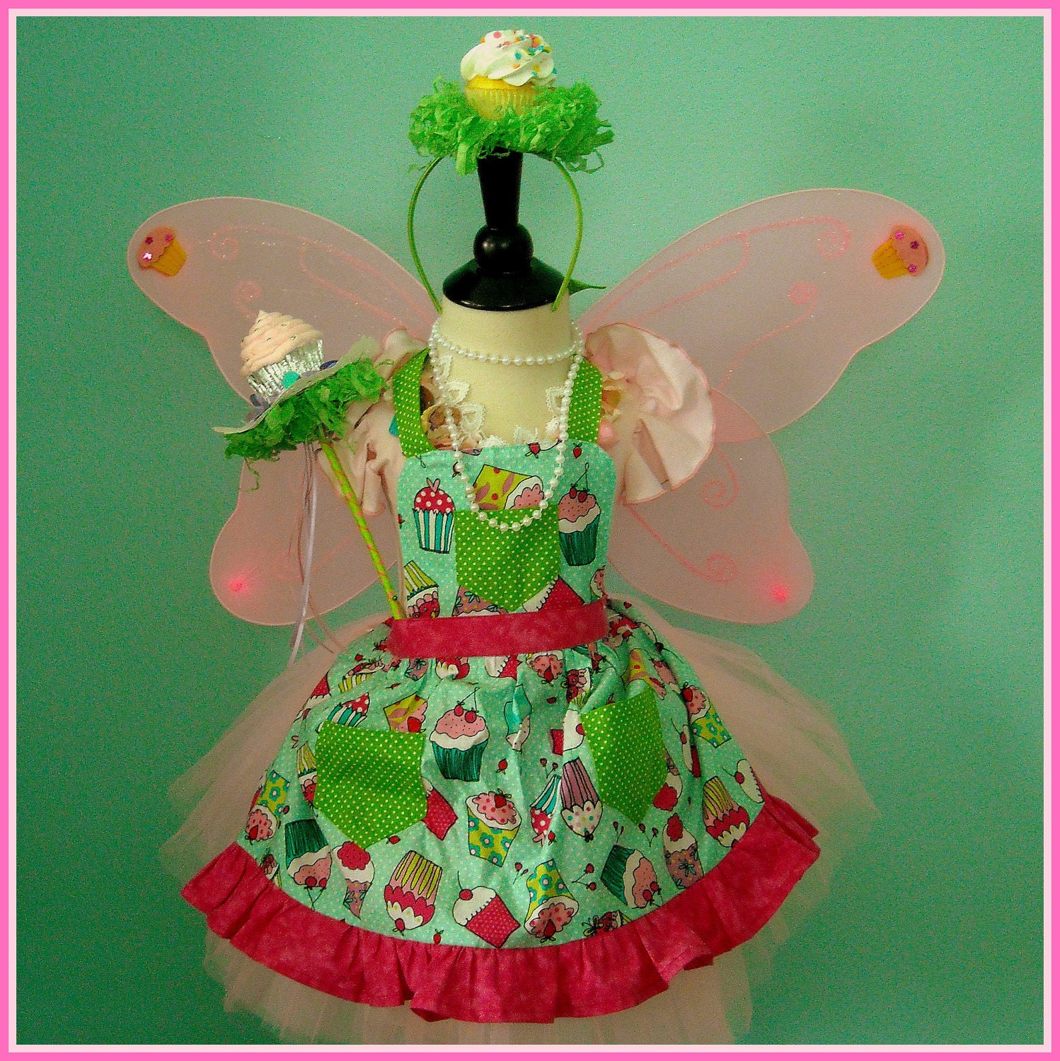 Pre Halloween sale -CUPCAKE FAIRY costume - toddler size 2 to 4 - Birthday Party - Halloween - Photo Prop