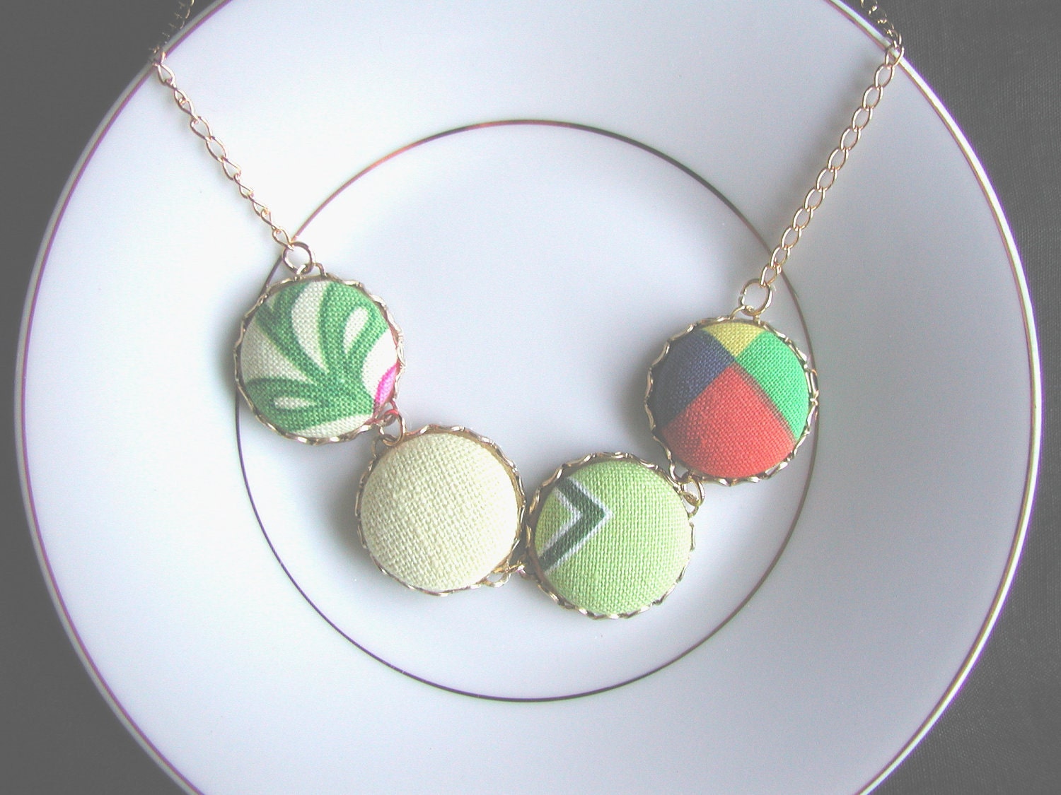Go Green Cute as a Button Necklace