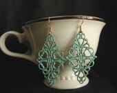 Verdigris Lacelike Filigree Earrings